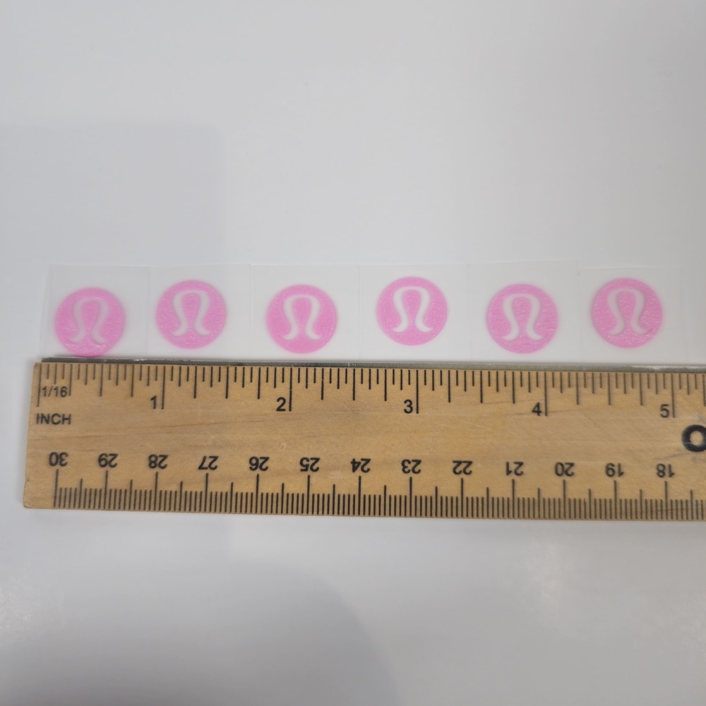 6 Pack Pink Lululemon 1/2'' Iron On Vinyl Silicon Heat Transfer SingleCut